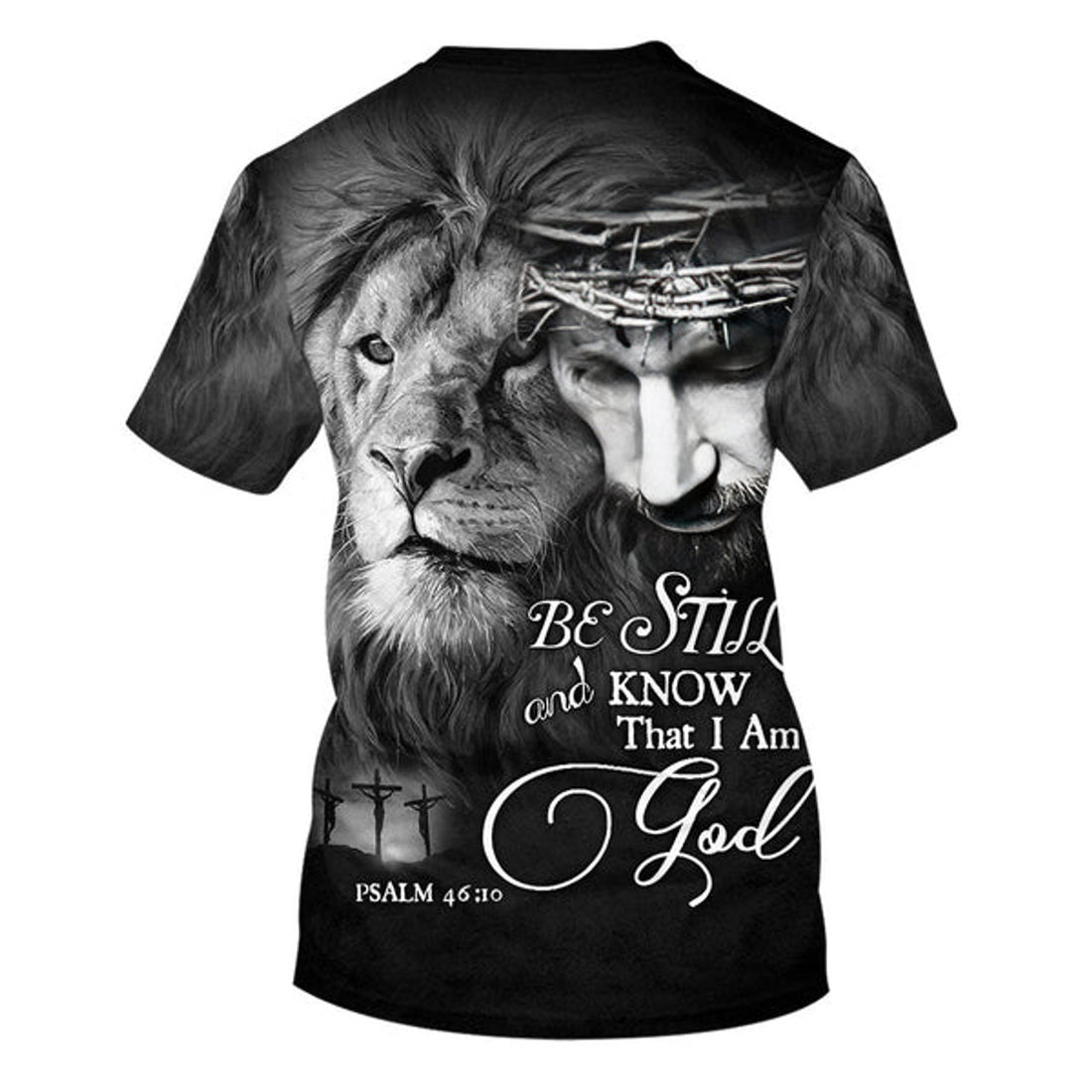 FUNSTUFFPRINT Be Still And Know That I Am God Jesus Lion Christian 3D T-shirt