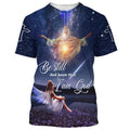 FUNSTUFFPRINT Be Still And Know That I Am God Jesus With Angels Girl 3D T-Shirts - Christian Shirts For Men&Women 3D T-shirt