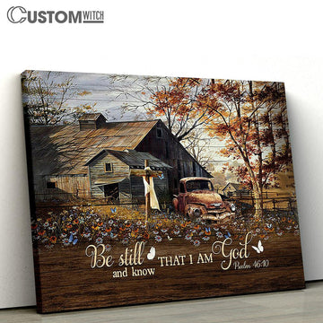 Be Still And Know That I Am God Ladybug Car Daisy Field Canvas Prints - Religious Canvas Art - Christian Home Decor