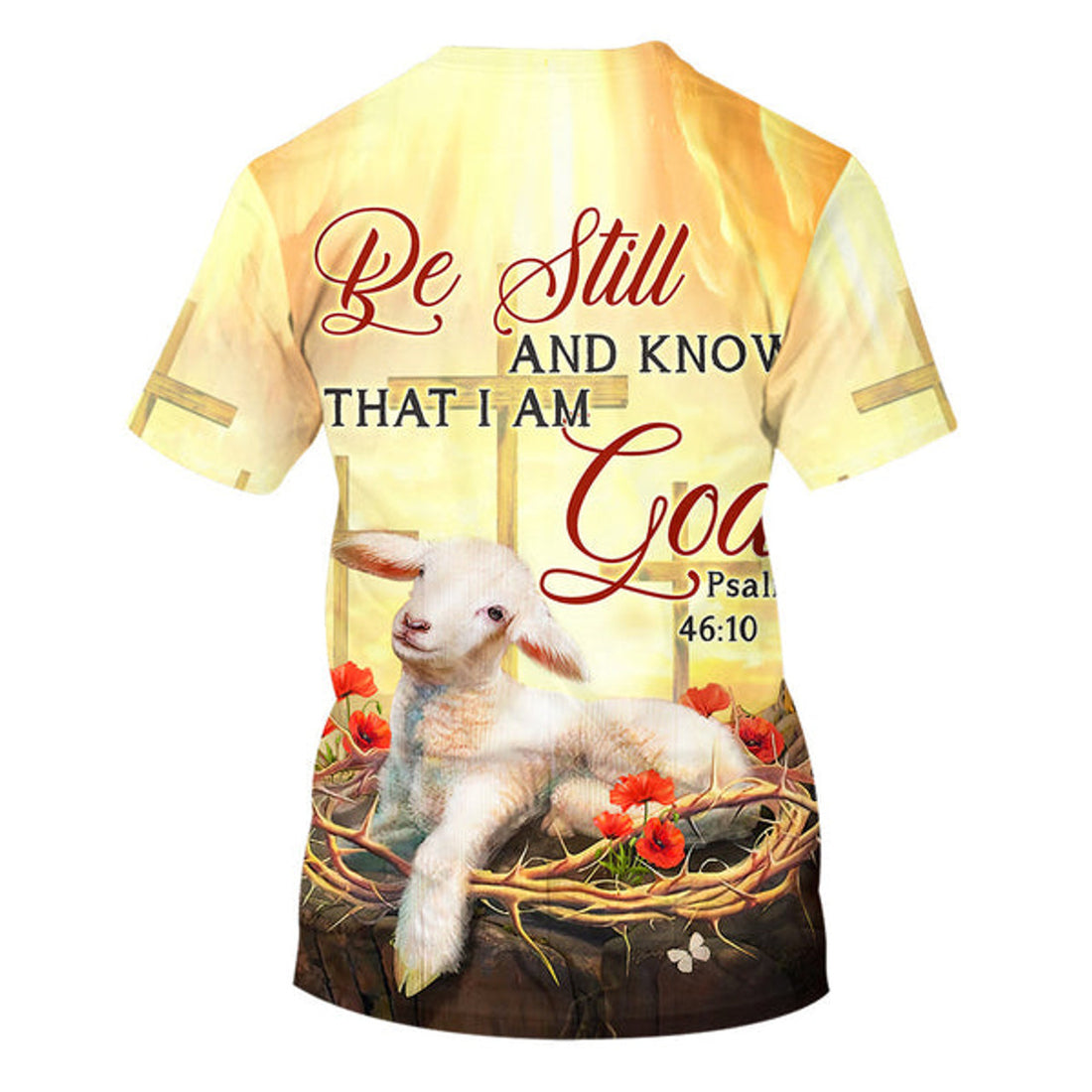 FUNSTUFFPRINT Be Still And Know That I Am God Sheep Christian 3D T-shirt