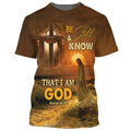 FUNSTUFFPRINT Be Still And Know That I Am God Shirts - Jesus And Wooden Cross 3d Shirts - Christian T-Shirts For Men And Women
 3D T-shirt