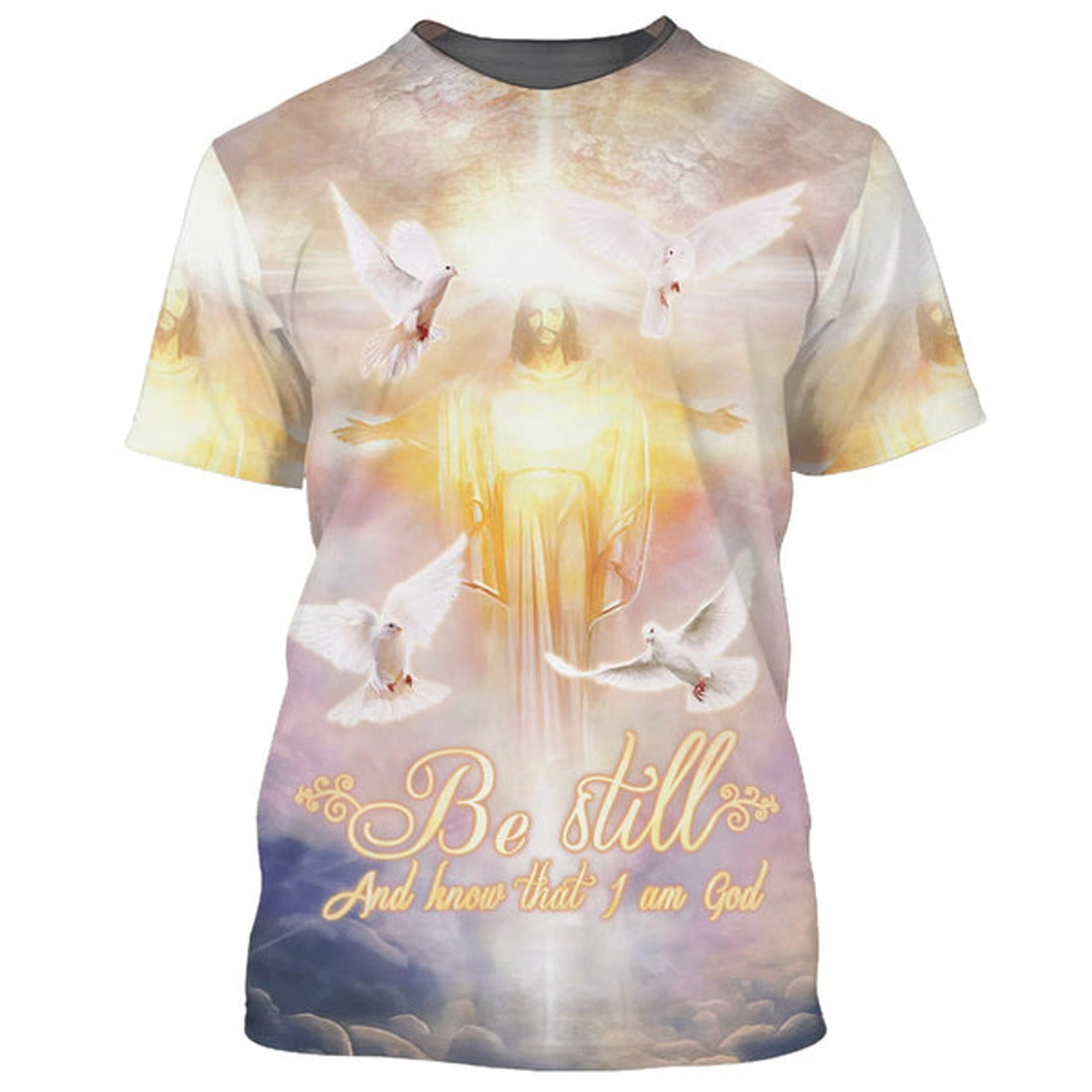 FUNSTUFFPRINT Be Still And Know That I Am God Shirts - Jesus Arms Open 3D All Over Printed Shirt for Men and Women 3D T-shirt