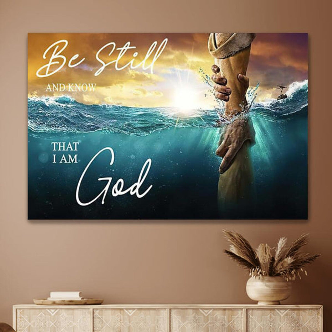 Be Still And Know That I Am God Take My Hand Canvas Wall Art - Christian Poster - Religious Wall Decor