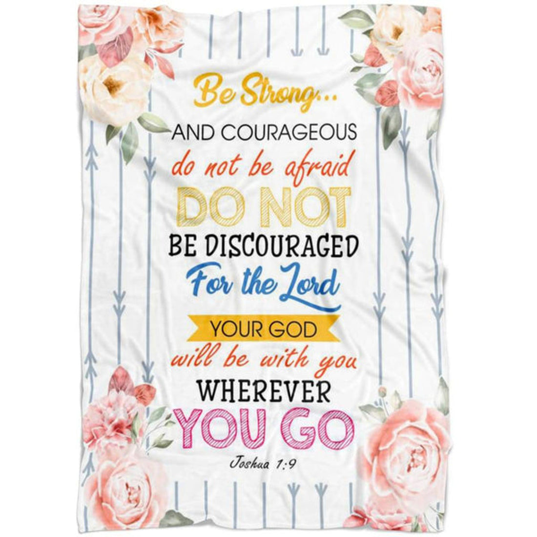 FUNSTUFFPRINT Be Strong And Courageous Joshua 19 Fleece Blanket - Christian Blanket - Bible Verse Blanket
