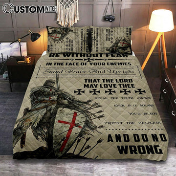 Be Without Fear Warrior Quilt Bedding Set Bedroom - Christian Cover Twin Bedding Quilt Bedding Set - Religious Quilt Bedding Set Prints