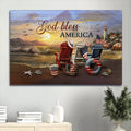 Beach Chair American Flag Today Sunrise Seagull Painting Canvas God Bless America Canvas Wall Art - Christian Wall Decor