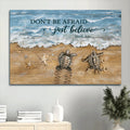 Beach Painting Sea Turtle Starfish Canvas Don't Be Afraid Just Believe Canvas Wall Art - Christian Wall Decor