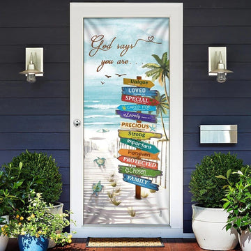 Beach Turtle God Says You Are Door Cover, Christian Door Decor, Door Christian Church, Christian Door Plaques