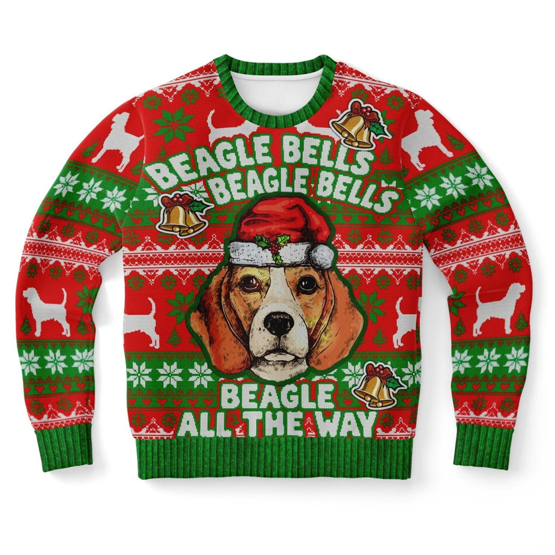 FUNSTUFFPRINT Beagle Bells Beagle Bells All The Way Ugly Christmas Sweater, Christmas Sweater, Ugly Sweater, Funny Xmas Sweaters Ugly Sweater