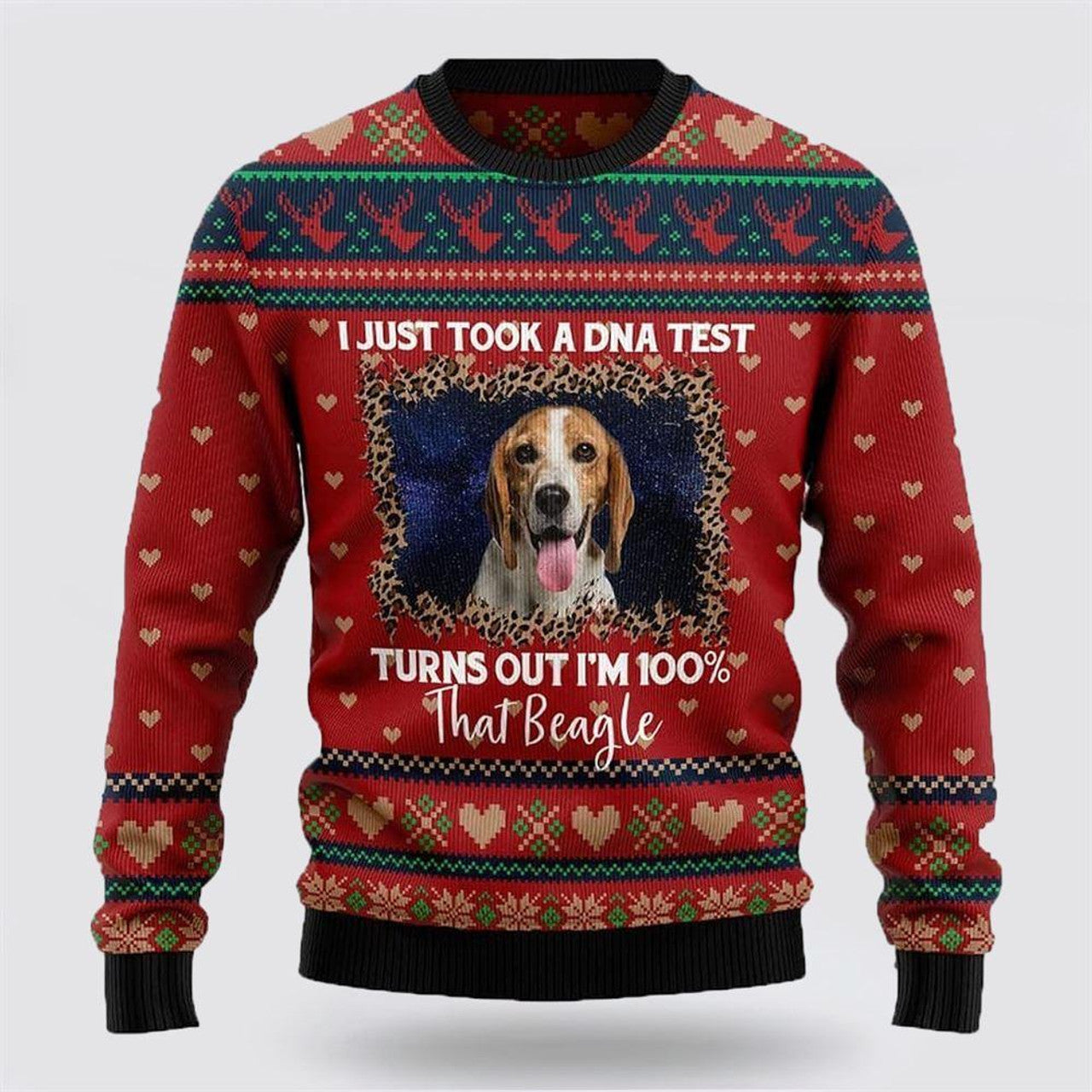 FUNSTUFFPRINT Beagle Christmas Dog Ugly Sweaters 3D - Gifts For Dog Lover Ugly Sweater