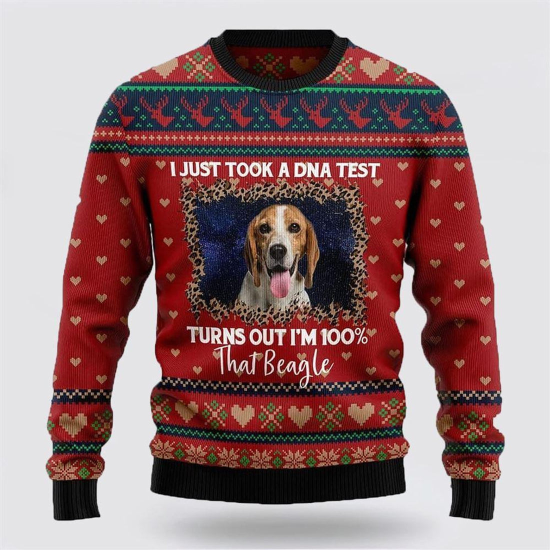 FUNSTUFFPRINT Beagle Christmas Dog Ugly Sweaters 3D - Gifts For Dog Lover Ugly Sweater