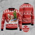 FUNSTUFFPRINT Beagle Dashing Ugly Christmas Sweater, Dog Ugly Christmas Sweater, Ugly Dog Sweaters Ugly Sweater