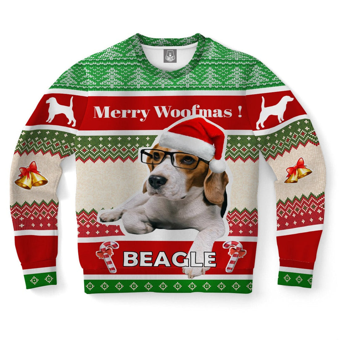 FUNSTUFFPRINT Beagle Dog Ugly Christmas Sweater, Christmas Sweater, Ugly Sweater, Funny Xmas Sweaters Ugly Sweater