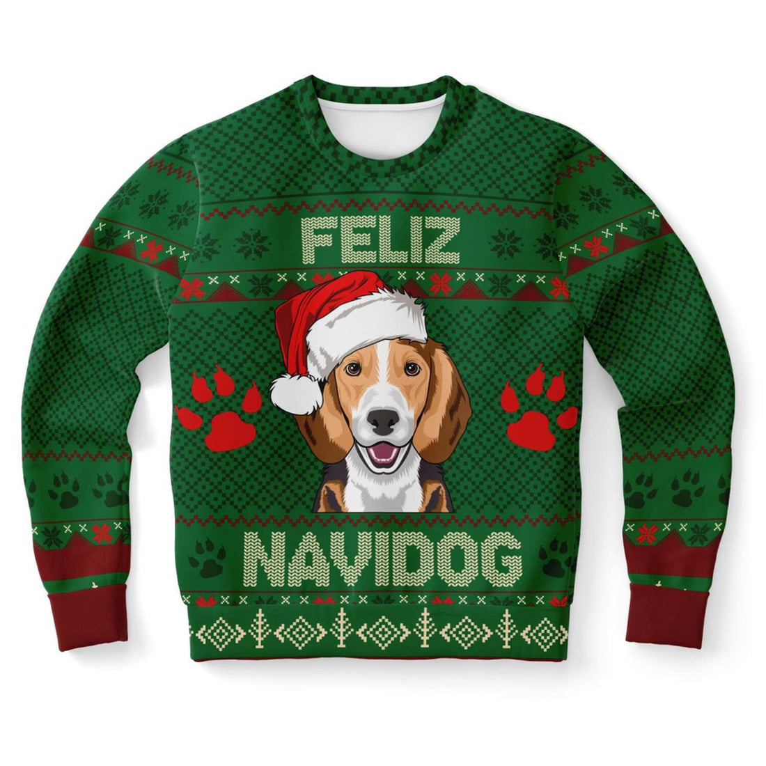 FUNSTUFFPRINT Beagle Feliz Navidog Ugly Christmas Sweater, Christmas Sweater, Ugly Sweater, Funny Xmas Sweaters Ugly Sweater