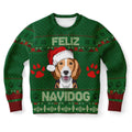 FUNSTUFFPRINT Beagle Feliz Navidog Ugly Christmas Sweater, Christmas Sweater, Ugly Sweater, Funny Xmas Sweaters Ugly Sweater