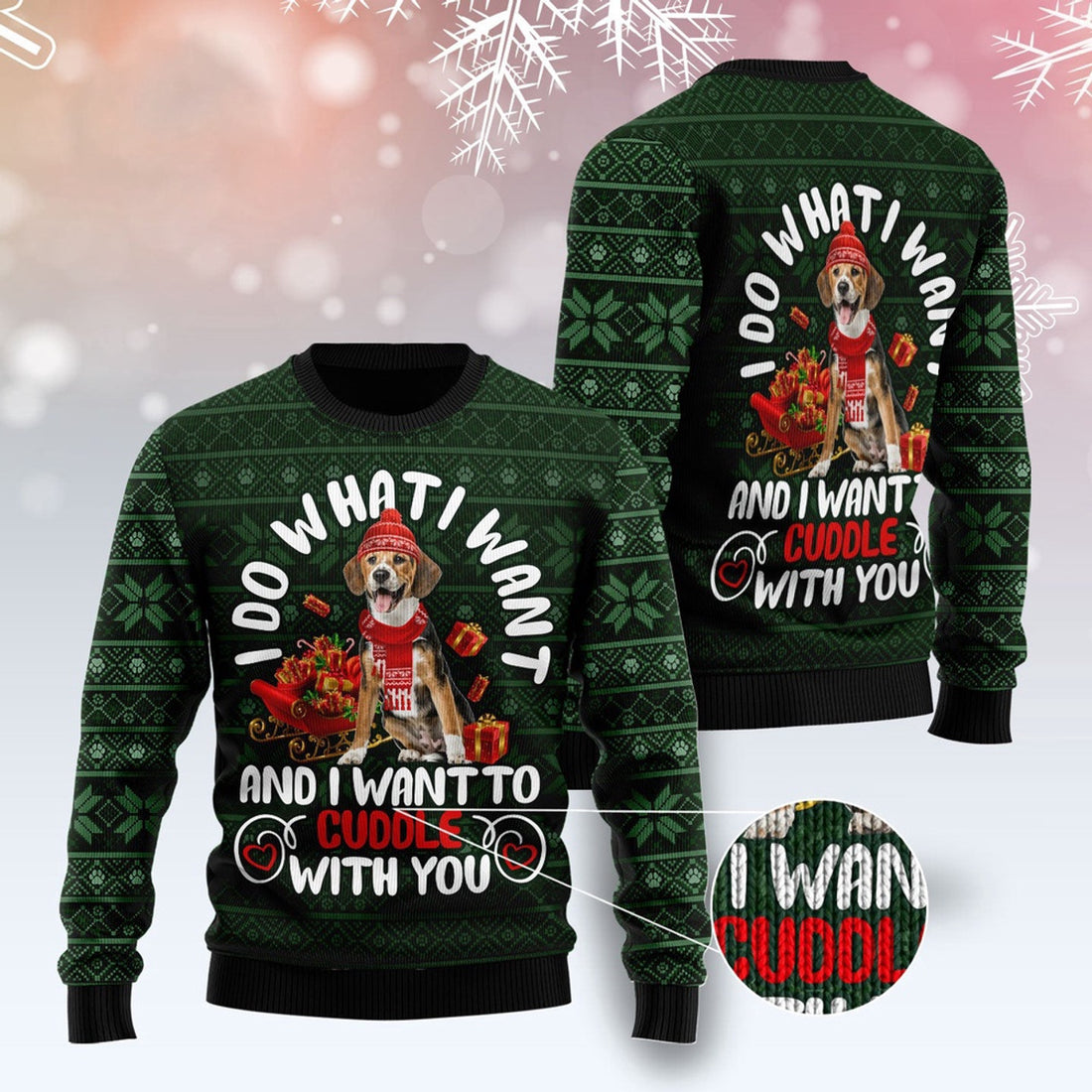 FUNSTUFFPRINT Beagle I Want Ugly Christmas Sweater, Christmas Sweater, Ugly Sweater, Funny Xmas Sweaters Ugly Sweater