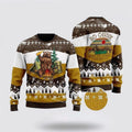 FUNSTUFFPRINT Bear Beer Campfire Yellow Wool Ugly Christmas Sweater – Sweater Gifts For Pet Lover Ugly Sweater