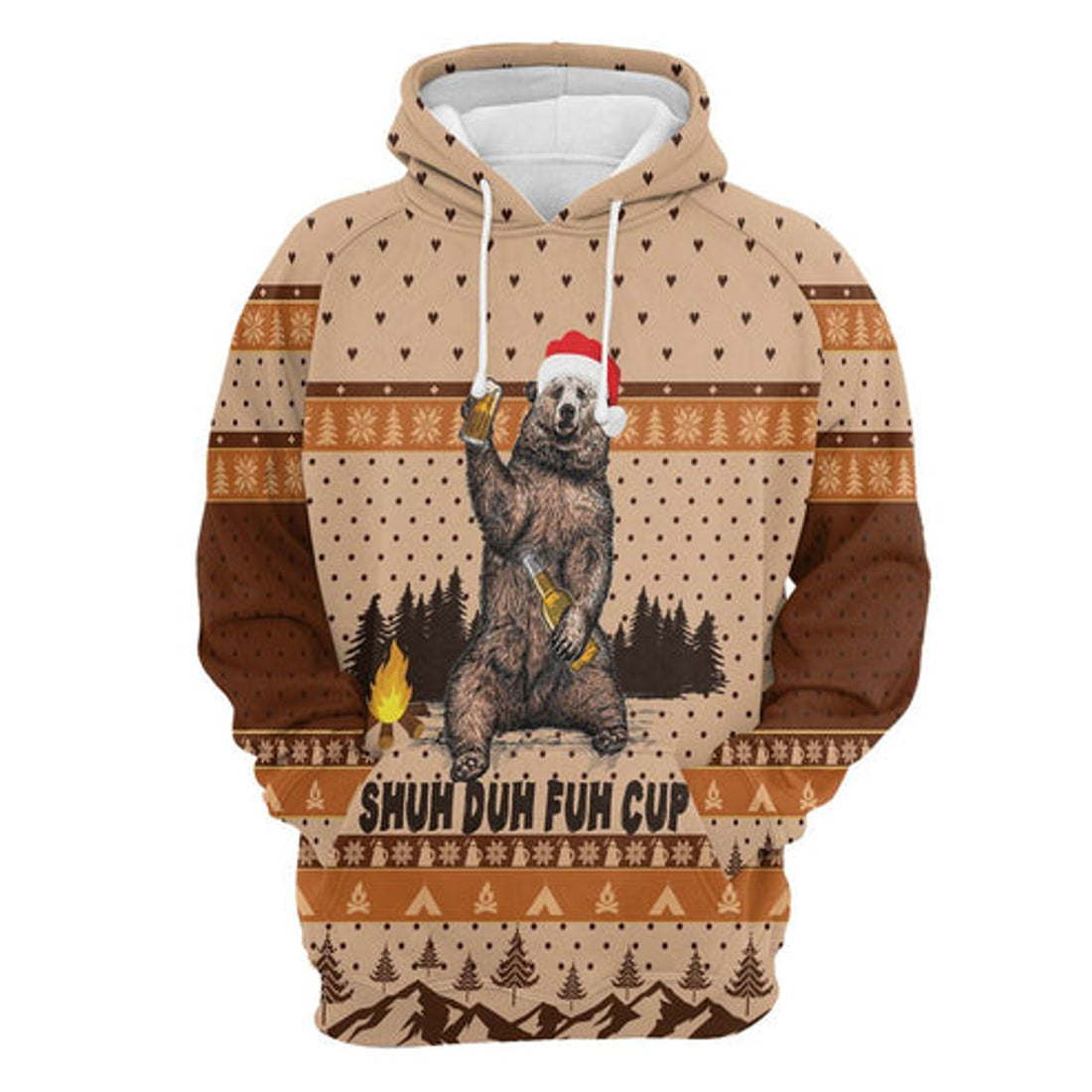 FUNSTUFFPRINT 3D Bear Camping All Over 3D Hoodie and Zip Hoodie