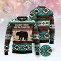 FUNSTUFFPRINT Bear Wild And Free Ugly Christmas Sweater, Christmas Sweater, Ugly Sweater, Funny Xmas Sweaters Ugly Sweater