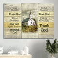 Beautiful Church Dark Cloud Green Meadow Happy Moments Praise God Every Moment Thank God Canvas Wall Art - Christian Wall Decor