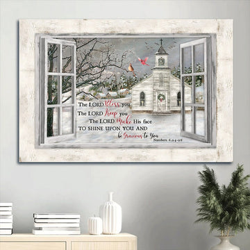 Beautiful Church First Day Of Winter Cardinal The Lord Bless You Canvas Wall Art - Christian Wall Decor