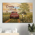Beautiful Countryside Dandelion Field Ladybug Car Country Roads Take Me Home Canvas Wall Art - Christian Wall Decor