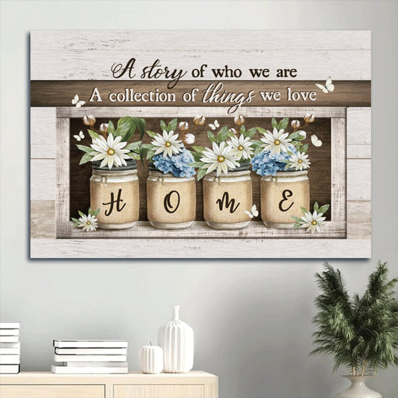 Beautiful Daisy Blue Hydrangea Butterfly A Collection Of Things We Love Canvas Wall Art - Christian Wall Decor