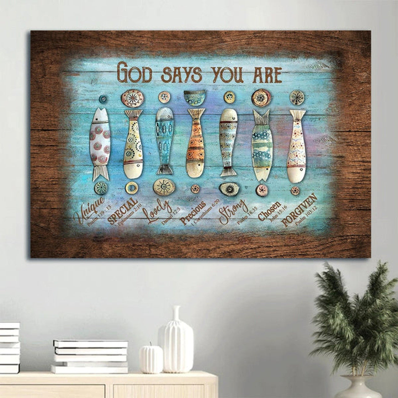 Beautiful Fish Hook Fishing Rod Canvas God Says You Are Canvas Wall Art - Christian Wall Decor