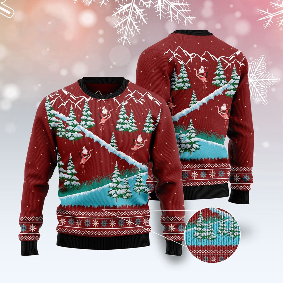 FUNSTUFFPRINT Beautiful Flamingo Ugly Christmas Sweater, Christmas Sweater, Ugly Sweater, Funny Xmas Sweaters Ugly Sweater