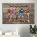 Beautiful Flower Colorful Paintbrush Butterfly Canvas God Says You Are Canvas Wall Art - Christian Wall Decor