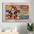 Beautiful Girl Flower Crown Canvas Stay Trippy Little Hippie Canvas Wall Art - Christian Wall Decor