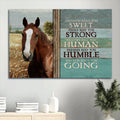 Beautiful Horse Blue Background Horse Painting Canvas Happiness Keeps You Sweet Canvas Wall Art - Christian Wall Decor