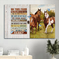 Beautiful Horse Drawing Green Meadow Blue Butterfly Canvas On This Farm We Play In The Dirt Canvas Wall Art - Christian Wall Decor