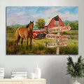 Beautiful Horse Drawing Red House Canvas Live By Faith Grow In Grace Walk In Love Canvas Wall Art - Christian Wall Decor