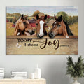 Beautiful Horse Painting Farm Drawing Red House Canvas Today I Choose Joy Canvas Wall Art - Christian Wall Decor