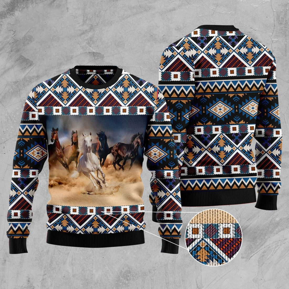 FUNSTUFFPRINT Beautiful Horses Ugly Christmas Sweater, Christmas Sweater, Ugly Sweater, Funny Xmas Sweaters Ugly Sweater