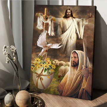 Beautiful Jesus Painting - Dove Cross Yellow Flower Canvas Posters - Christian Wall Posters - Religious Wall Decor