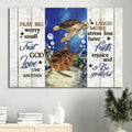 Beautiful Sea Turtle Blue Ocean Water Bubbles Pray Big Worry Small Canvas Wall Art - Christian Wall Decor