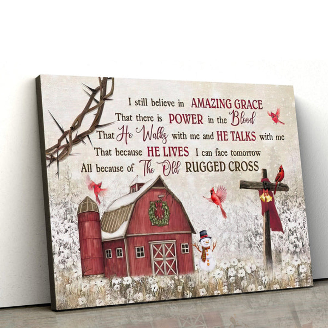 Because He Lives I Can Face Tomorrow Wall Canvas Art - Hanging On Poster #2