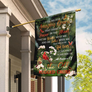 Because He Lives Jesus Cardinal House Flags, Christian Flag, Scripture Flag, Garden Banner
