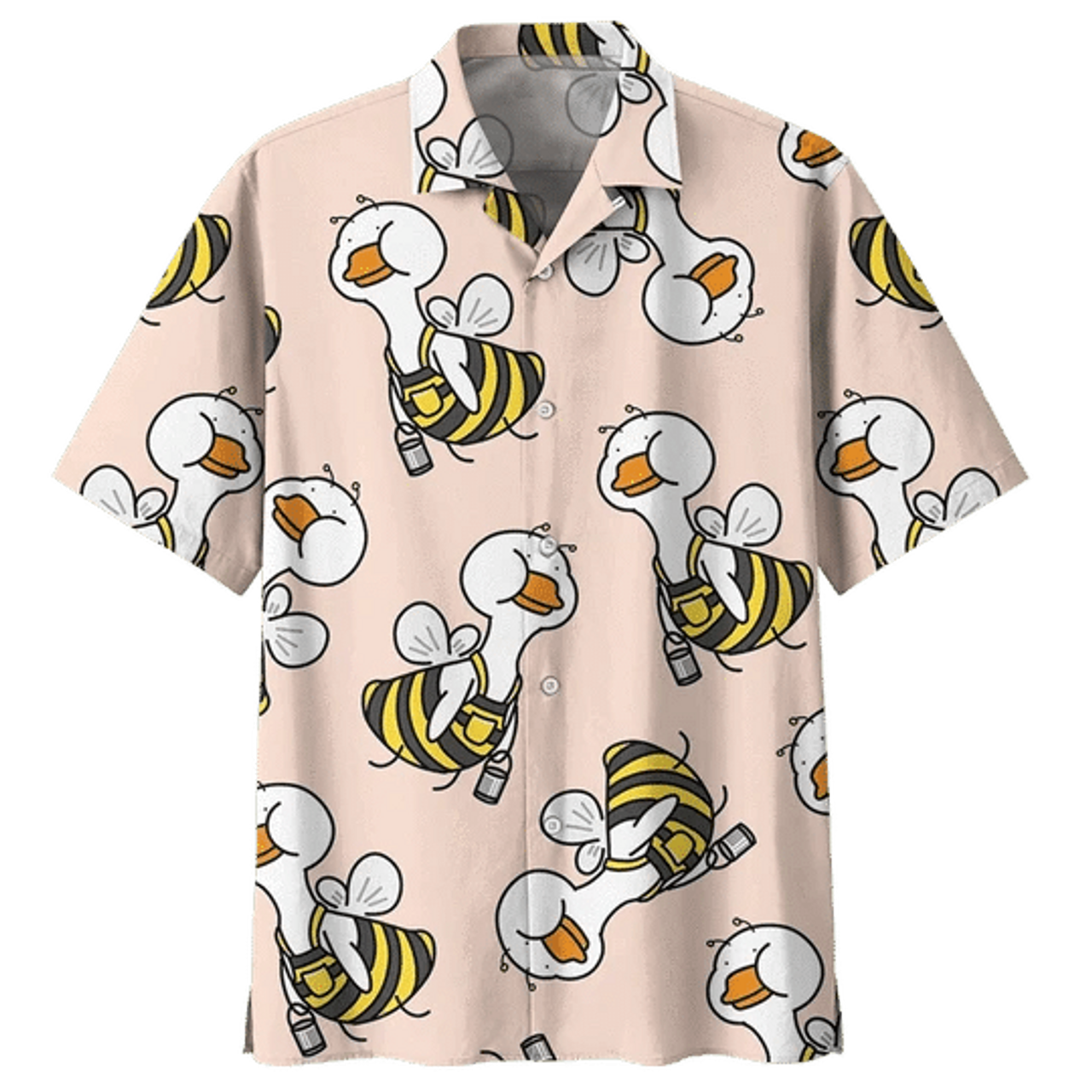 Bee Duck Background Design Hawaiian Shirt, Hawaii Style Fashion Beach Shirt