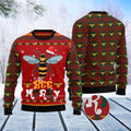 FUNSTUFFPRINT Bee Merry Chirstmas Ugly Sweater, Christmas Sweater, Ugly Sweater, Funny Xmas Sweaters Ugly Sweater