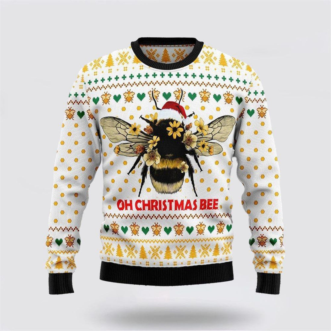 FUNSTUFFPRINT Bee Merry Christmas Ugly Christmas Sweater Gift – Sweater Gifts For Pet Lover Ugly Sweater