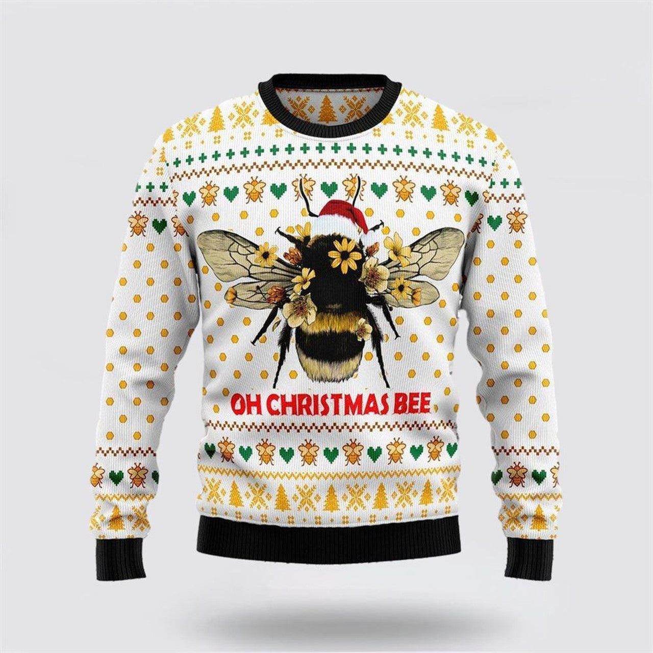 FUNSTUFFPRINT Bee Merry Christmas Ugly Christmas Sweater Gift – Sweater Gifts For Pet Lover Ugly Sweater