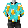FUNSTUFFPRINT Beer Blue Pattern Print Women Casual 3D Bomber Jacket
