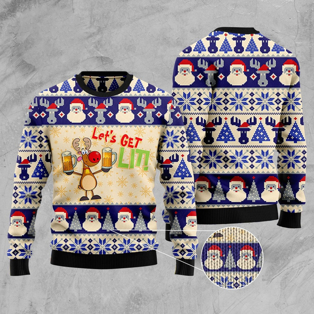 FUNSTUFFPRINT Beer Ugly Christmas Sweater, Christmas Sweater, Ugly Sweater, Funny Xmas Sweaters Ugly Sweater