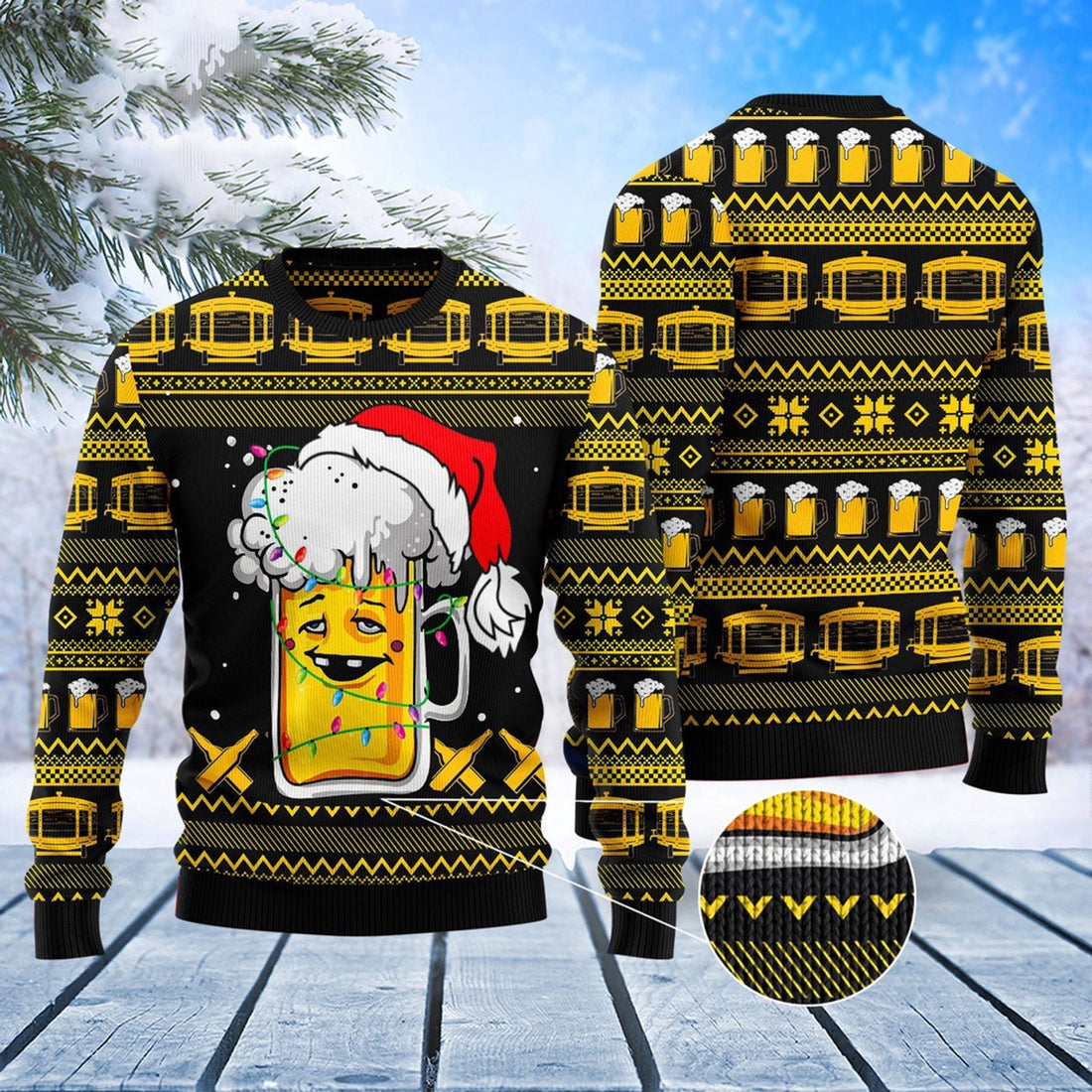 FUNSTUFFPRINT Beer Xmas Ugly Christmas Sweater, Christmas Sweater, Ugly Sweater, Funny Xmas Sweaters Ugly Sweater