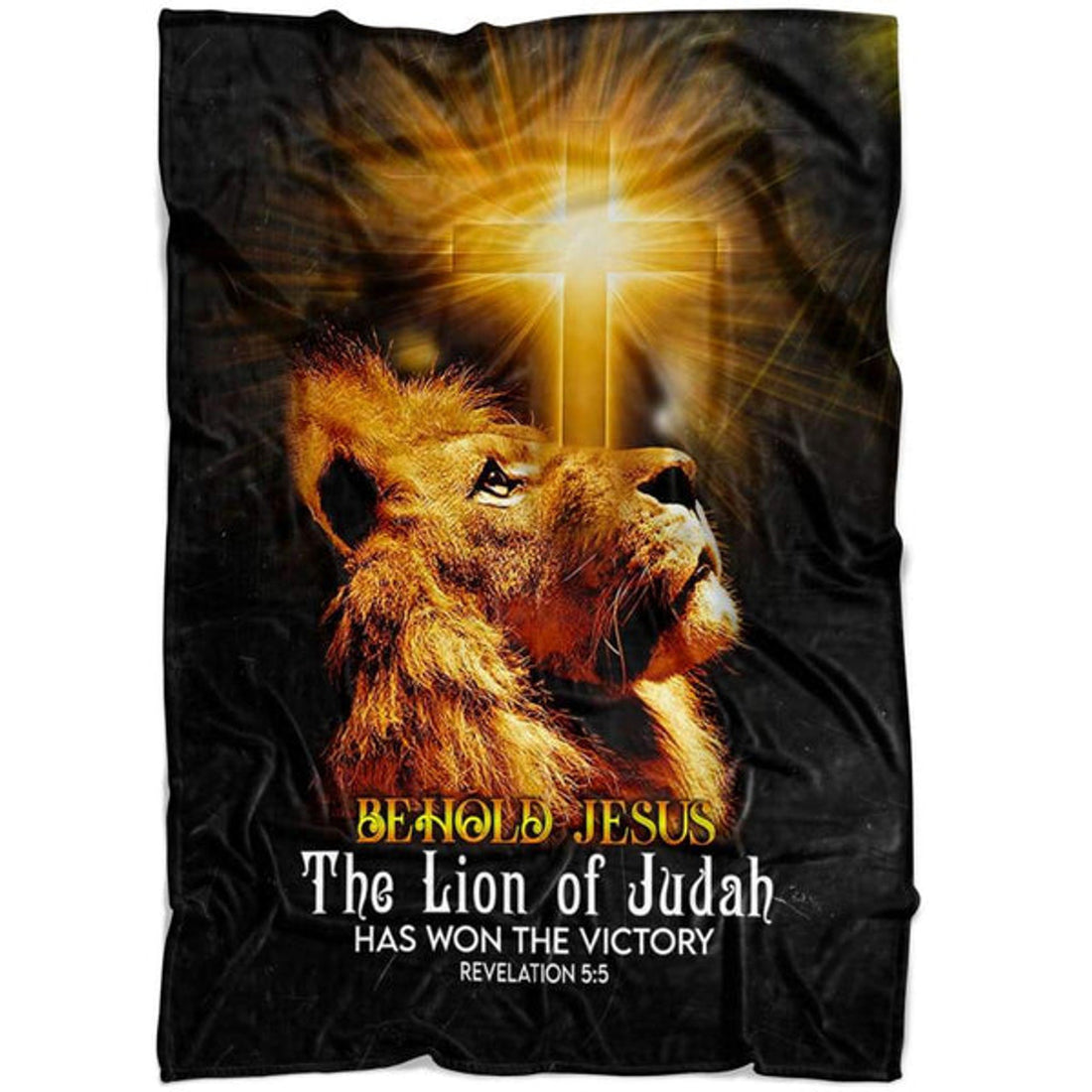 FUNSTUFFPRINT Behold Jesus The Lion Of Judah Fleece Blanket - Christian Blanket - Bible Verse Blanket