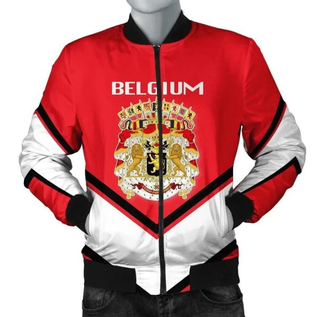 FUNSTUFFPRINT Belgium Coat Of Arms Men Bomber Jacket Lucian Style 3D Bomber Jacket