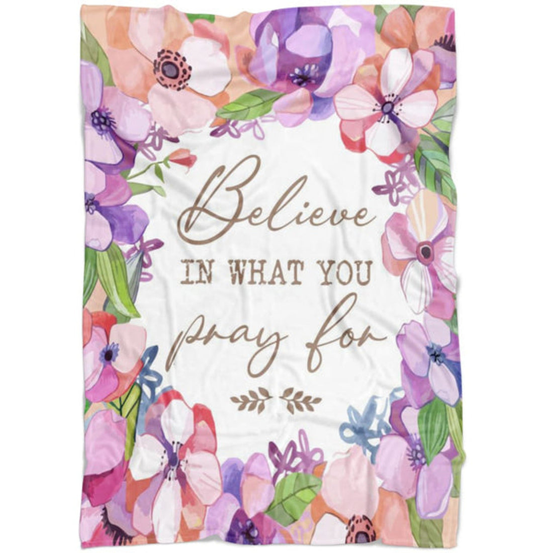 FUNSTUFFPRINT Believe In What You Pray For Fleece Blanket - Christian Blanket - Bible Verse Blanket